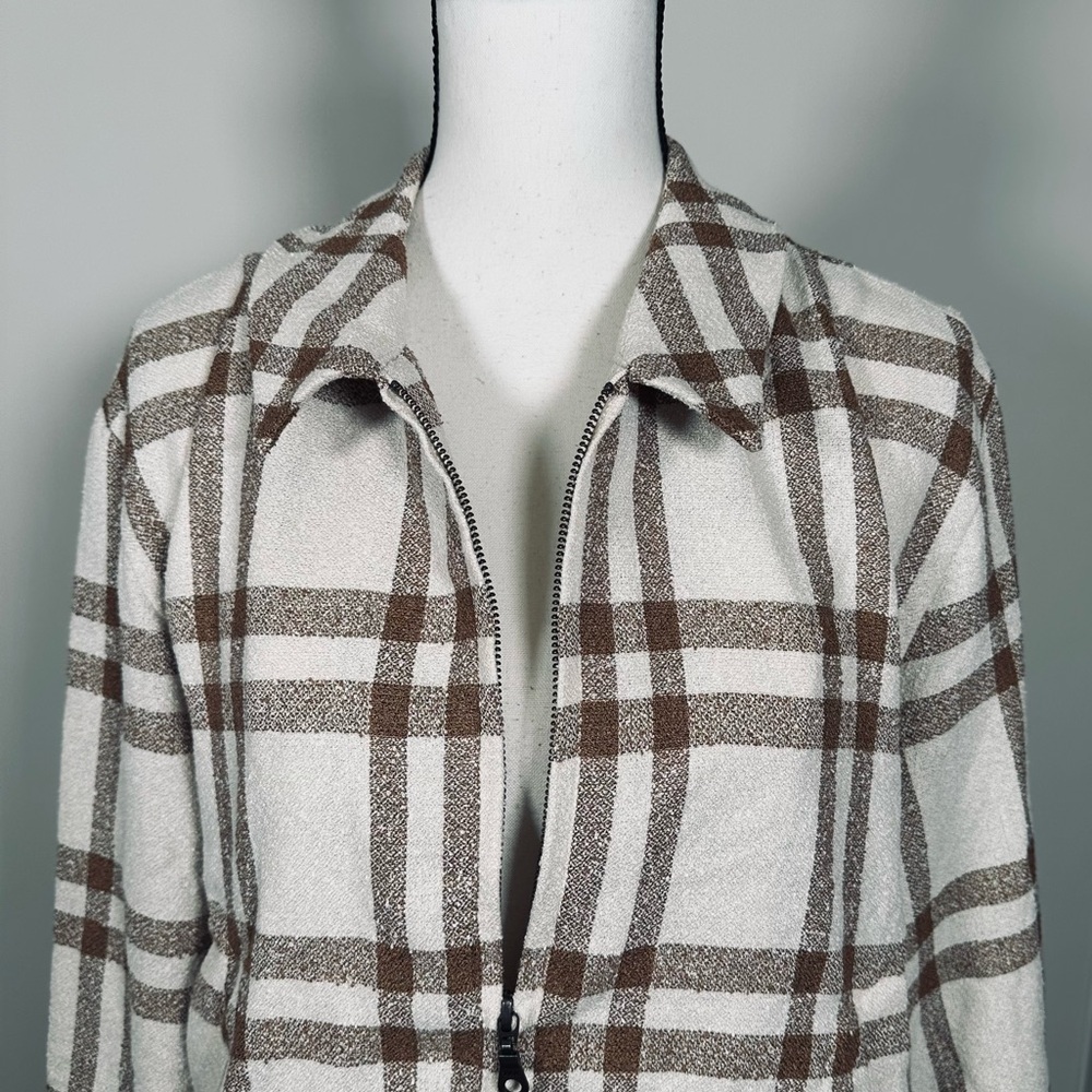 ASOS Design Brown Plaid Zip Up Jacket - Picture 4 of 6